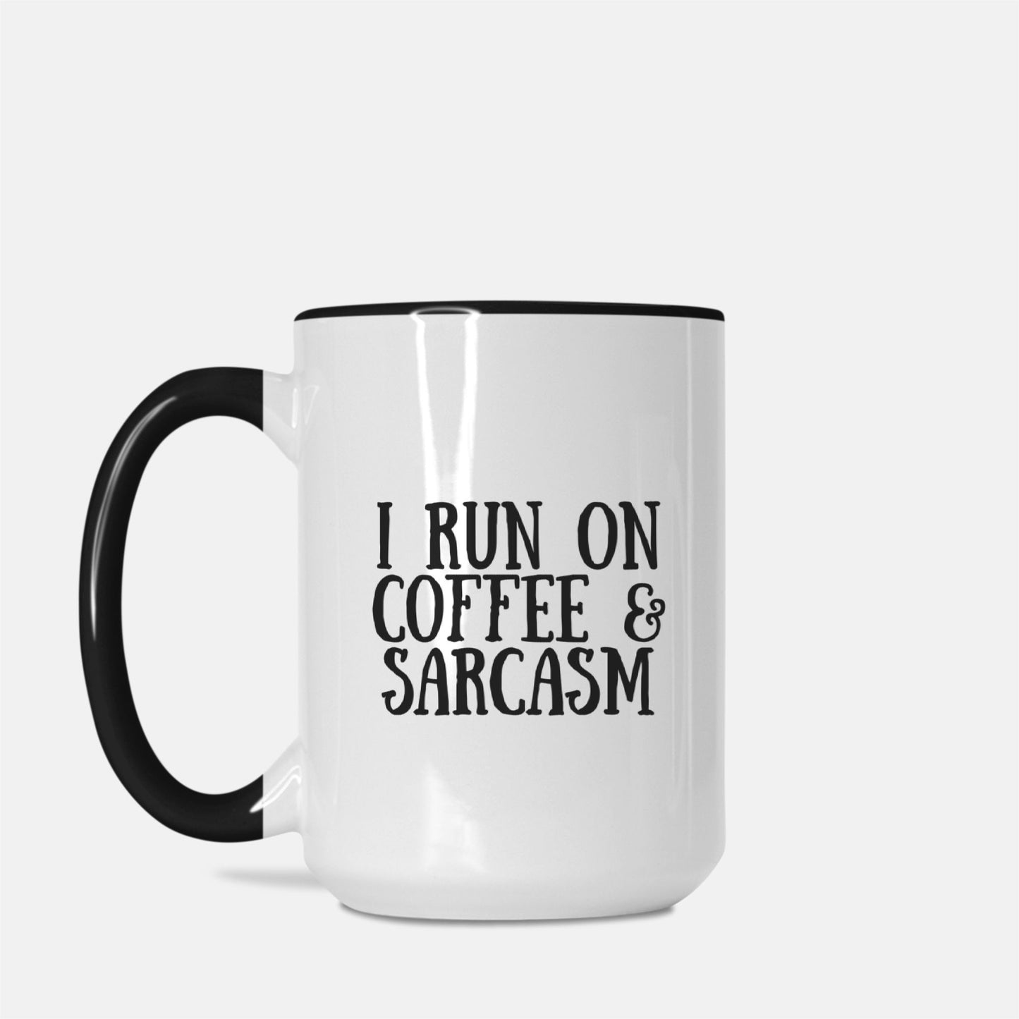 Deluxe Coffee and Sarcasm Mug 15oz (Black + White)