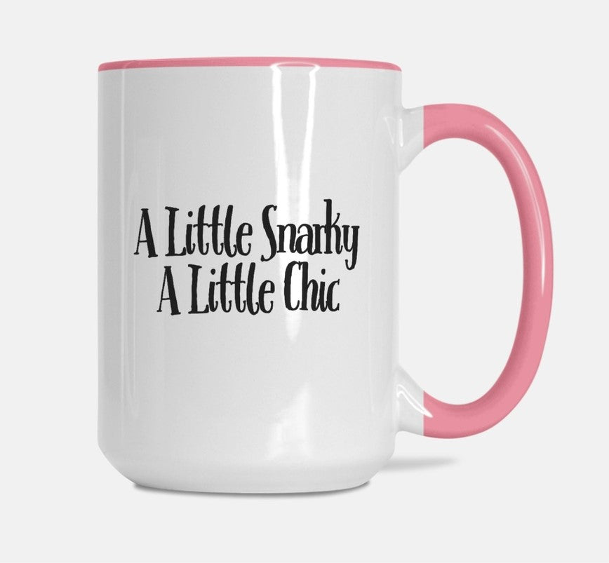 A Little Snarky A Little Chic Deluxe Mug - White/Pink - 15oz