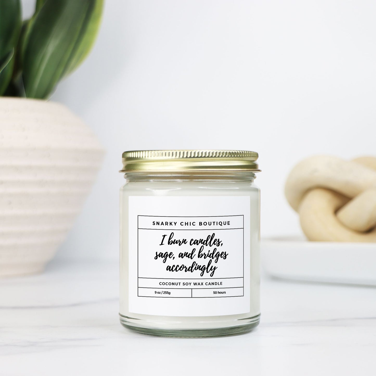 I Burn Sage and Bridges Coconut Soy Wax Candle - 9oz Zen Vibes with a Touch of Sass